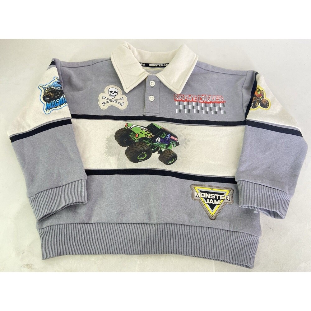 Monster Jam Polo Shirt Rugby Style Double Sided Long Sleeve Toddler Boys 3T